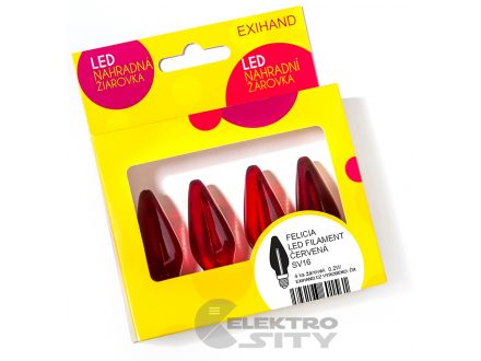Foto - Blistr 4 žárovky Exihand Felicia LED Filament červená 14V/0,2W