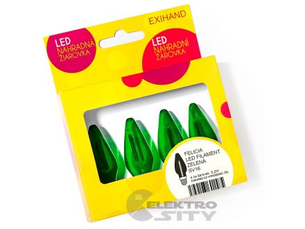 Foto - Blistr 4 žárovky Exihand Felicia LED Filament zelená 14V/0,2W