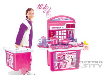 Foto - Hračka G21 Dětská kuchyňka s příslušenstvím  v kufru růžová