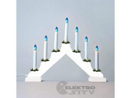 Adventní svícen 2262-210 dřevěný bílý, LED Filament modrá