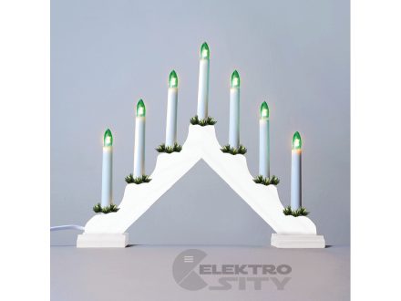 Adventní svícen 2262-210 dřevěný bílý, LED Filament zelená