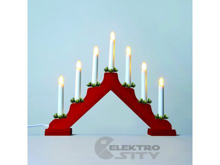 Adventní svícen 2262-510 dřevěný červený, LED Filament